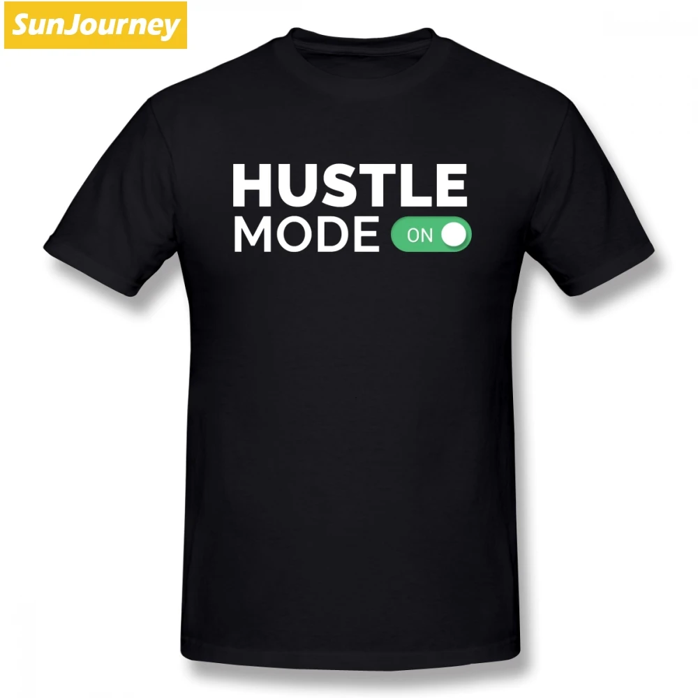 

Hustle Mode On Startup Men T Shirt Dropshipping Geek Big Size Cotton Short Sleeve Custom Men's Shirts