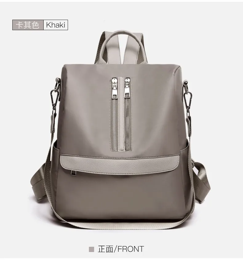 Backpack Women's Versatile Lightweight Oxford Cloth Waterproof Schoolbag Anti-Theft Multi-functional Brigade