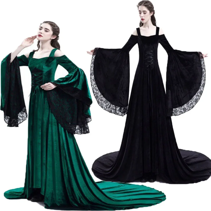 Cosplay Halloween Dress Off shoulder Medieval Palace Princess Dress
