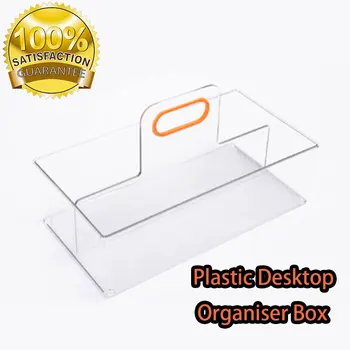 

Desktop Storage Box Transparent Handle PET Clear Makeup Drawers Organizer Desktop Dormitory Refrigerator Bathroom Storage Box