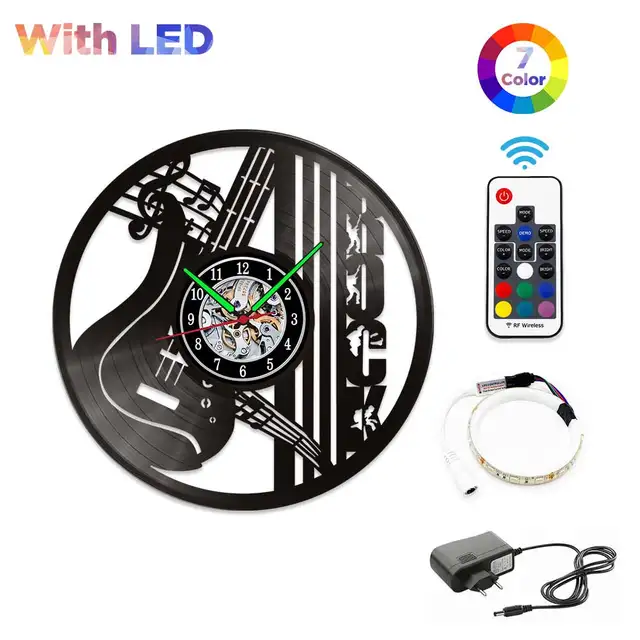 MCDFL Vinyl Record Wall Clock Modern Design Home Living Room Decoration Watch Clocks Object House Minimalist Decor Accessories W328-With LED