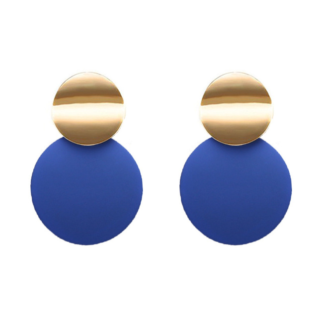 Black Round Metal Earring for Women Gold Shiny Smooth Long Drop Earrings 2019 Fashion Statement Jewelry Pendientes Bijoux