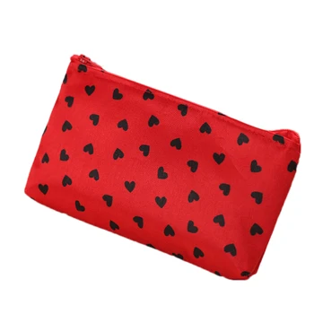 

1PCS 18*10*2.5cm Heart Shaped Dots Pattern Pencil Cosmetic Bags Portable Multifunction Beauty Travel Cosmetic Makeup Bag