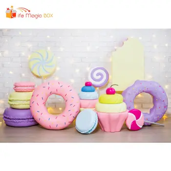 

LIFE MAGIC BOX Donuts Wall Backdrops Balloons Party Photo for Wedding Birthday Backgrounds