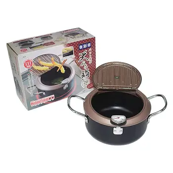

Deep Fryer Tempura Deep Fryer With Lid Household Fryer With Thermometer For Frying Pot Grill Hotpot Kitchen Cookware Utensils