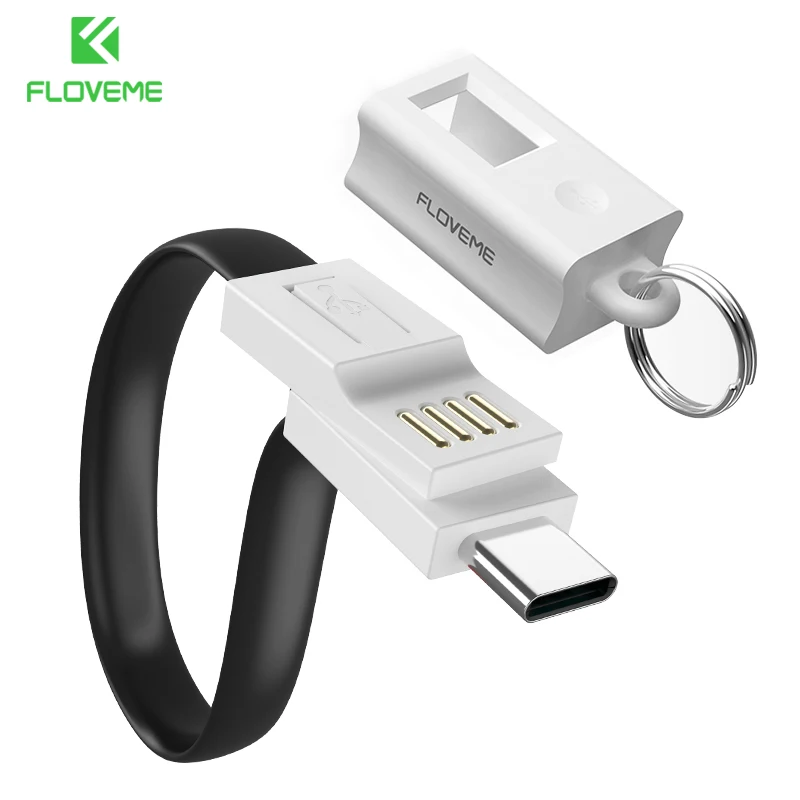 

FLOVEME Keychain Micro USB Type C Charging Cable For iphone 11 Pro Max 15CM Portable USB Phone Charger Cable For Samsung Huawei