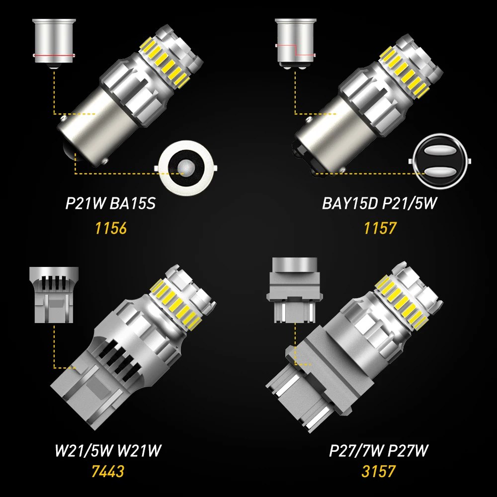 OXILAM 2 шт. 7443 W21/5 Вт Светодиодный P27W 3157 1156 BA15S P21W светодиодный светильник 1157 BAY15SD P21/5