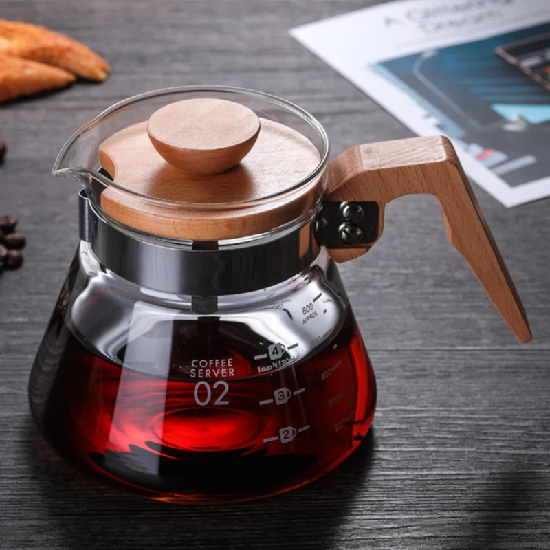 New V60 Pour Over Glass Range Coffee Server�Hand Explosion-proof Made Coffee Maker High Quality Bottle Kitchen Accessories