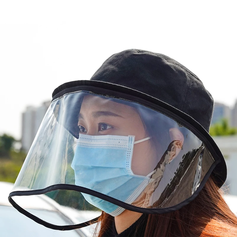 

New Coronary Virus Protective Cap Eye Protection Bucket Hat Anti-fling fog fisherman hat Mask Anti-saliva Face Cover Caps