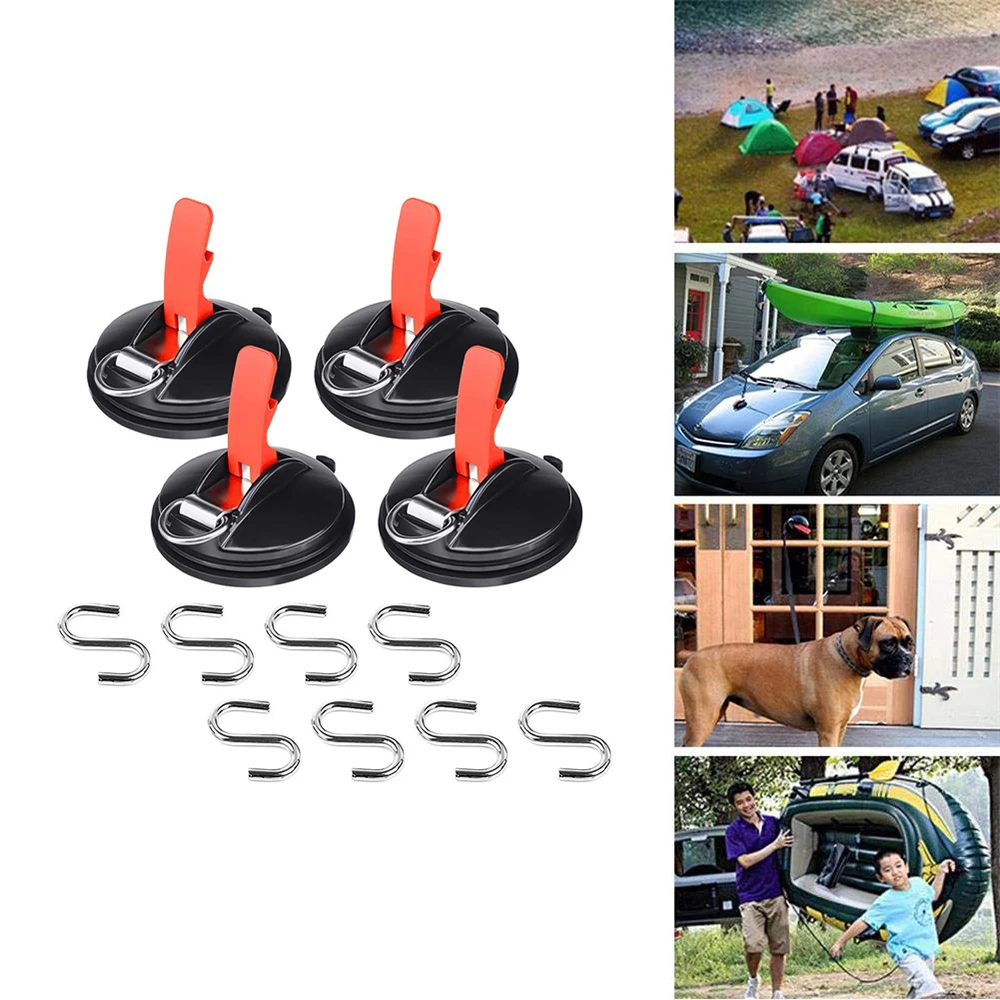 

4pcs Car Suction Cup Hook Holders with 8pcs Stainless Hook No Trace for Wall Glass for Kitchen Bathroom Car