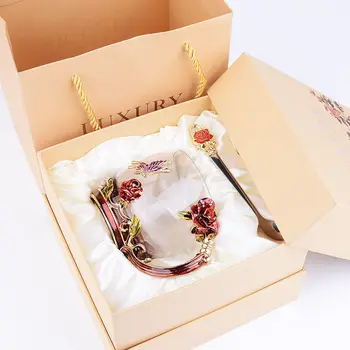 

Water Cup Enamel Heat-resistant Glass Female Luo Shi Flower House Rose Tea Cup Household Cup Set Creative Gift Enamel Cups and