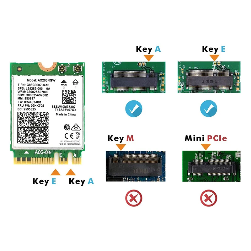 3000 Мбит/с 802.11ax Wi Fi 6 Настольный комплект Intel AX200 AX210 Bluetooth 5 1 Wifi антенна карта 2 4G/5 ГГц