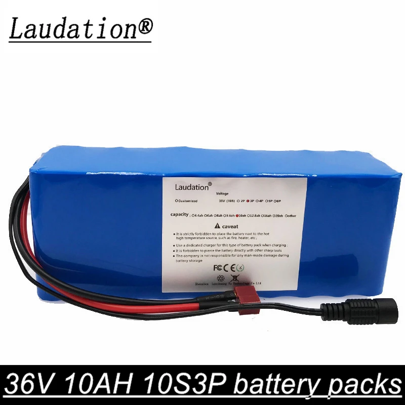 

laudation 36V 10AH 10S3P electric bicycle battery pack 18650 battery pack high Capacity Motorcycle Scooter with BMS with charger
