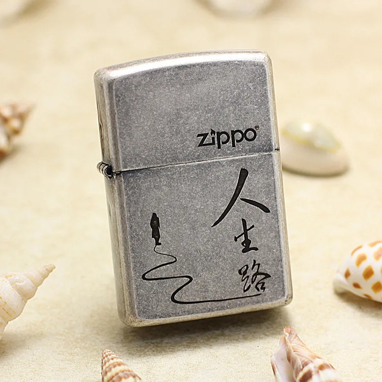 

Genuine Zippo oil lighter copper windproof Do old Road cigarette Kerosene lighters Gift With anti-counterfeiting code
