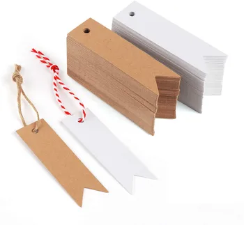 

200pcs Blank Kraft Paper Tags Simple Style For Weeding Favors Gift Candy Box Pack Hang Tags Bookmark Card Garment Price Tags