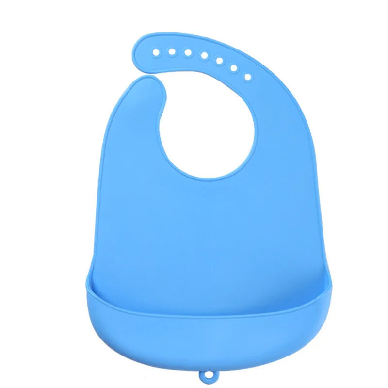 blue baby bib Высокое качество детские силиконовые нагрудники водонепроницаемый Кормление ребенка слюнявчик полотенце новорожденный сплошной цвет фартуки Регулируемый Слюнявчик - Цвет: blue baby bib
