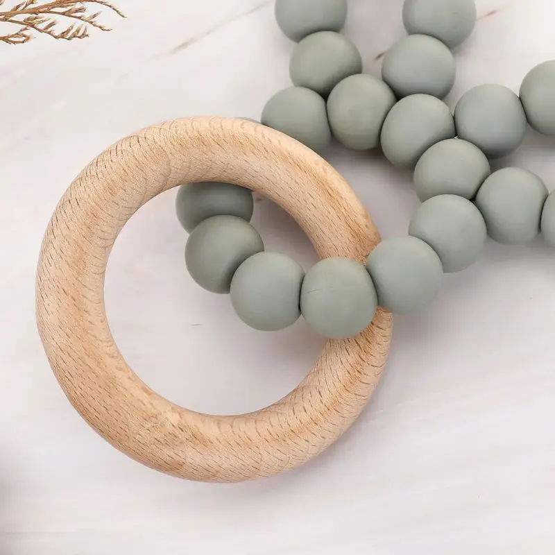 Baby Bunny Ear безопасный Прорезыватель для зубов органический Деревянный& BPA-Free Силиконовые бусы для прорезывания зубов игрушка для душа подарок