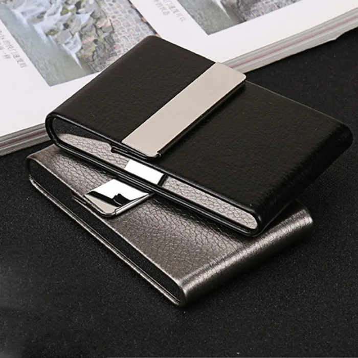 Чехол для визиток из искусственной кожи с магнитным поглощением из нержавеющей стали, держатель для карт, кошелек O66
