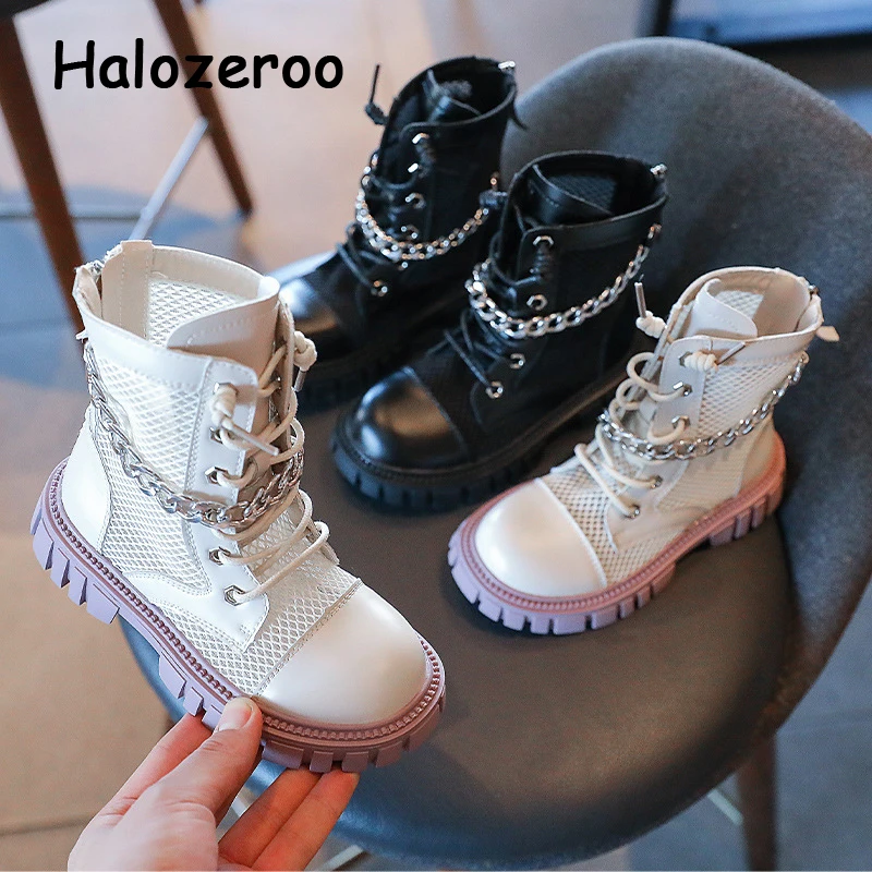 

Spring New Kids Chain Boots Baby Girls Ankle Shoes Children Soft Brand Boots Boys Mesh Fashion Boots Riding Boots Casual Shoes