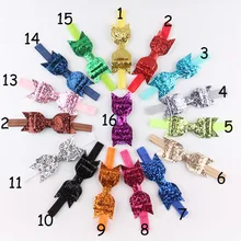 Бестселлер 16-Цвет большие галстуки-бабочки повязка на голову, повязка на голову в европейском и американском стиле, комплект одежды из популярной Класс детей Блестящий Порошок для блеска волос