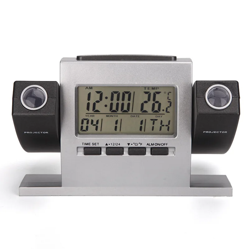 

Dual Projector Creative Table Clock Fashion Electronic Digital Clock Double Head Rotation Time Temperature Projection Modern New