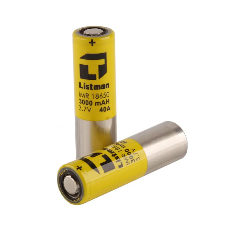 Listman IMR 18650 Аккумулятор для электронной сигареты 3,7 V 40A 3000mAh литий-ионный аккумулятор 18650 Vape батарея