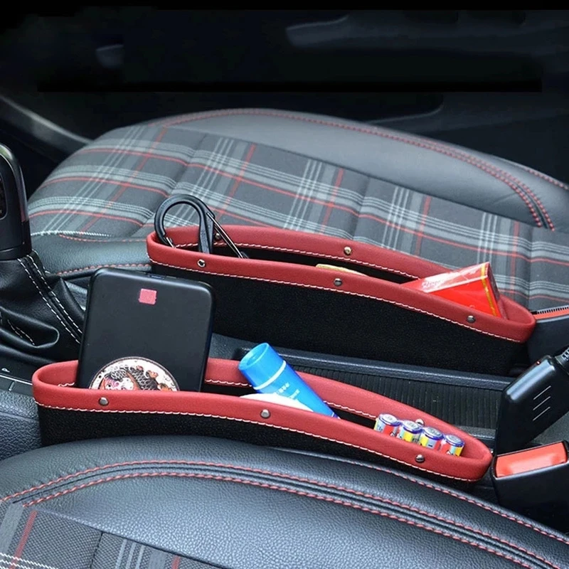 Car Storage Pocket Seat Slit Leather Bag Space Saver Car Interior