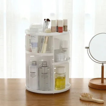 

360 rotating makeup storage box, DIY adjustable bedroom makeup turntable rotating frame, large-capacity multifunctional cosmetic