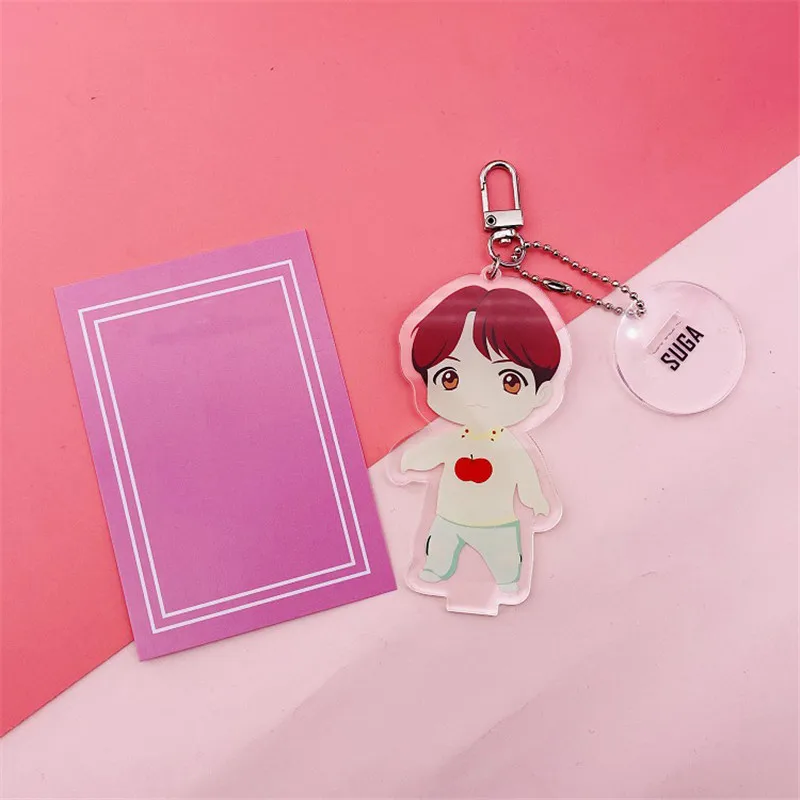 SUGA KPOP Bangtan мальчики аниме фигурка на акриловой подставке доска Брелок карта душа PERSONA Love Yourself JUNG KOOK JIMIN FH102 - Цвет: SUGA