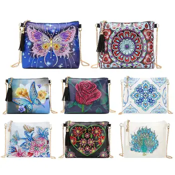 

5D DIY Diamond Painting Butterfly Flower Leather Crossbody Chain Bag DIY Diamond Embroidery Bag Wallet Pouch for Women Girls