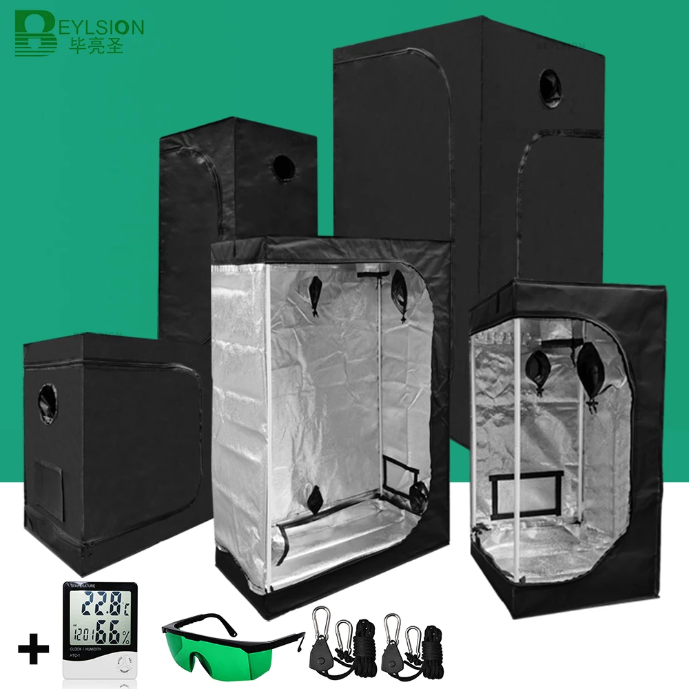 BEYLSION Grow Tent Hydroponics Tent Grow Light Parts Grow Box Dark Room Mylar For Growing Greenhouse Indoor Plant +Rope Ratchet
