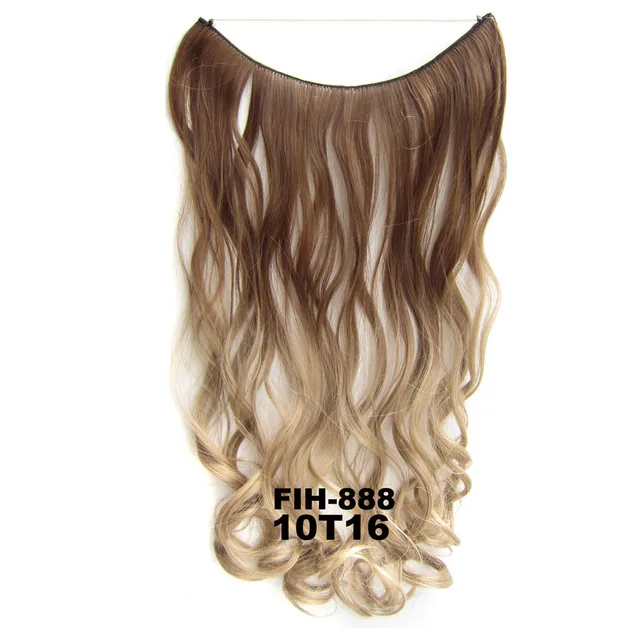 24inch 50grams 100grams Synthetic Hair Extension Gradual Color Brown Gray Blonde String Halo Hairpieces Extensions 50g-10T16-wavy