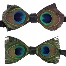 Галстук-бабочка, полиэстер, натуральный павлин, большие глаза, синее перо, для ночного клуба, свадьбы, жениха, Классический тренд, персонализированный галстук-бабочка высокого качества