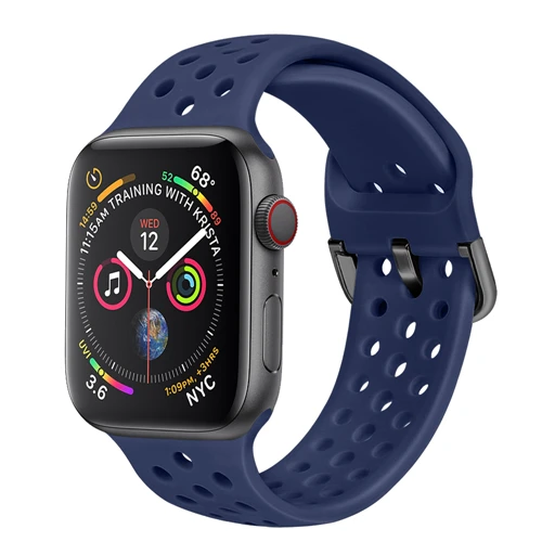 Dark blue Силиконовый ремешок для apple watch 4 band 44 мм 40 мм iWatch band 42 мм 38 мм спортивный браслет correa apple watch 4 3 2 1 Аксессуары - Цвет ремешка: Dark blue