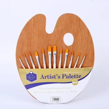 

12pcs Nylon Hair Wooden Handle Watercolor Paint Brush Pen Set With Palette For Painting Art Paint Brushes Supplies Stationery