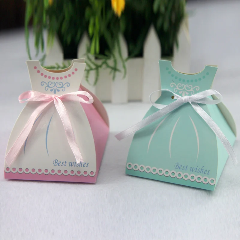 

50Pcs Large Europe Style Candy Box With Ribbon Sweet Paper Cake Box for Wedding Party Decorations 8x10x9.2cm