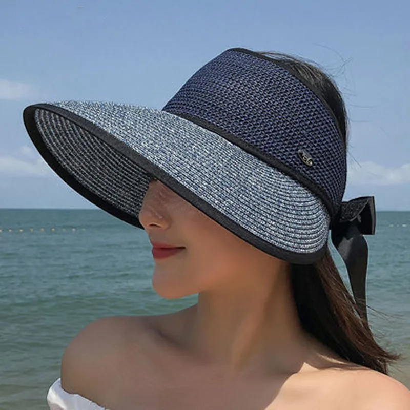 Chapeau de plage pliant en paille pour femmes