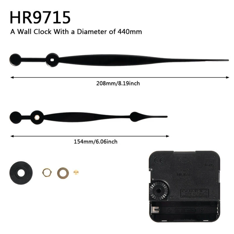 HR9715 DIY кварцевый механизм с высоким крутящим моментом для управления потоком часов механизм двигателя комплект 230 мм/208 мм часовая минутная стрелка детали часов - Цвет: HR9715