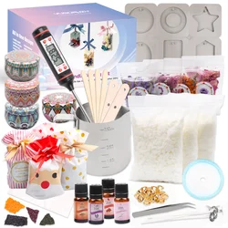 Kit de fabricación de velas, suministros para velas de soja, juego para principiantes con almohadilla de goma antideslizante, taza de calefacción, termómetro, 4 cajas de lata para velas