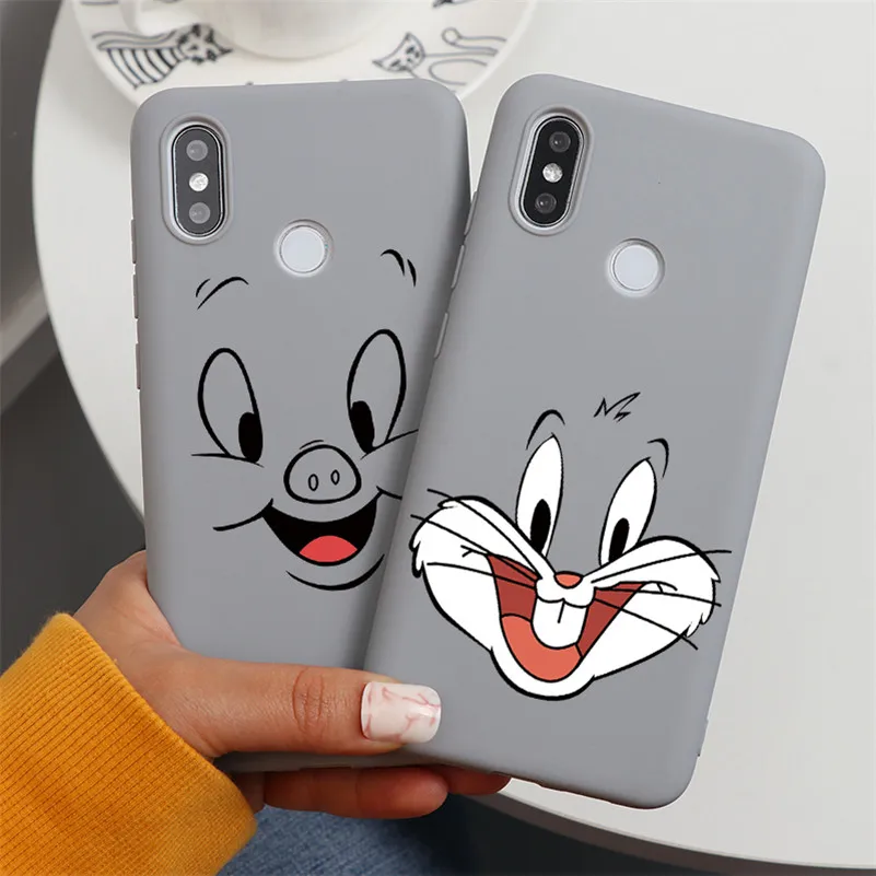 Мультфильм Симпатичные серый матовый телефон чехол для Xiaomi редми 7А 8А Примечание