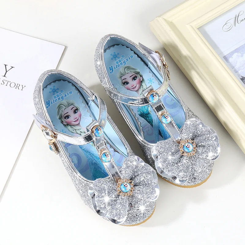 

Children Princess Shoes For Girls Sandals High Heel Glitter Rhinestone Enfants Fille Female Party Dress Shoes Elsa Shoes Girls
