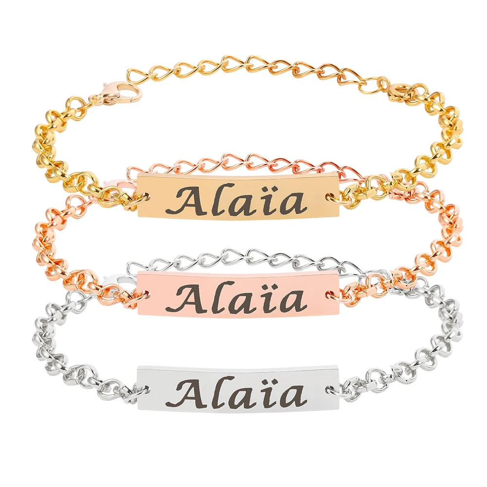 Bracelets Jewelry Nameplate Customized Stainless-Steel Personalize Chain Engraving Tag