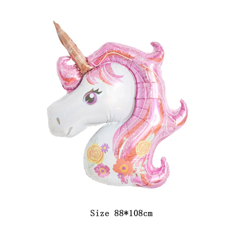 large pink Воздушные шарики в виде животных, гигантский Единорог, вечерние украшения для дня рождения, Детские Мультяшные фольгированные шары, Свадебные вечерние шарики для маленьких мальчиков, игрушки - Цвет: large pink