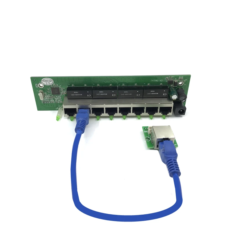 OEM Прямая с фабрики мини Быстрая зарядка 10/100 Мбит/с 8-портовый Ethernet сетевой переключатель концентратора доска двухслойная модель 2 rj45 1* 8pin головкой порт