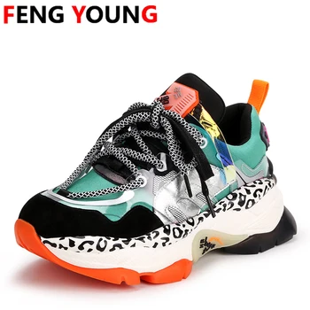 

Sneakers Platform Sneakers Women 2020 New 35-40 Black Woman Chunky Shoes Casual Boots Breathable Soft Shoes Mixed Color