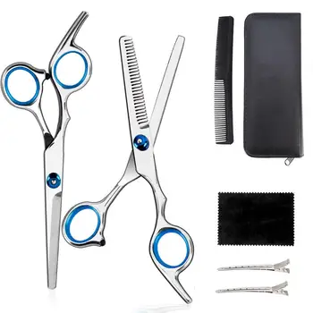 

7Pcs Professional Hair Cutting Thinning Scissors Haircut Comb Clips Tools Kit This scissors set are sharp, heat resistant and