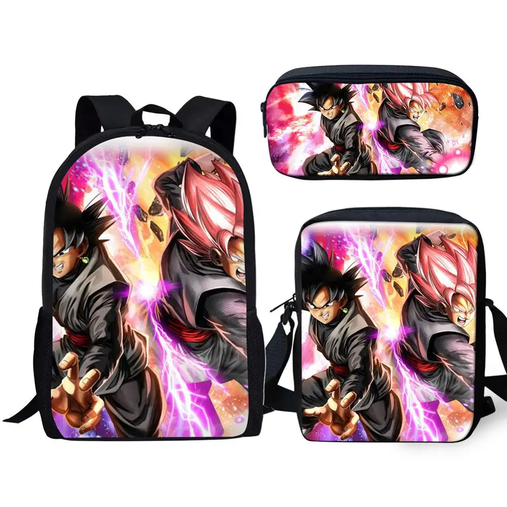 

HaoYun 3PCs/Set Children Backpack Dragon Ball Prints Pattern Kids School Bag Cartoon Anime Teenagers Book-Bag Mochila Rucksack