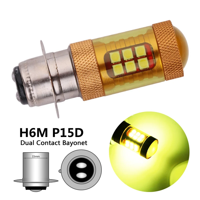

Gold Color H6M P15D LED Motorcycle Headlight Lamp 28 3030SMD H6M Motorcycle LED Fog Bulbs PX15D LED Motorbike Scooter Light