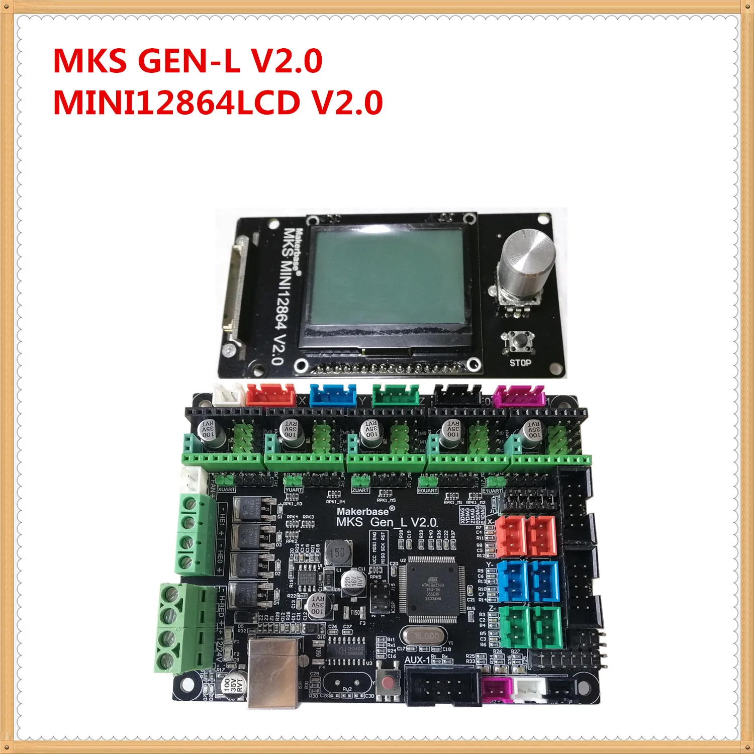 MKS GEN L 2 0 + MINI12864LCD V2.0 Мини ЖК дисплей Поддержка a4988 drv8825 tmc2208 2209 lv8729 дешевый комплект