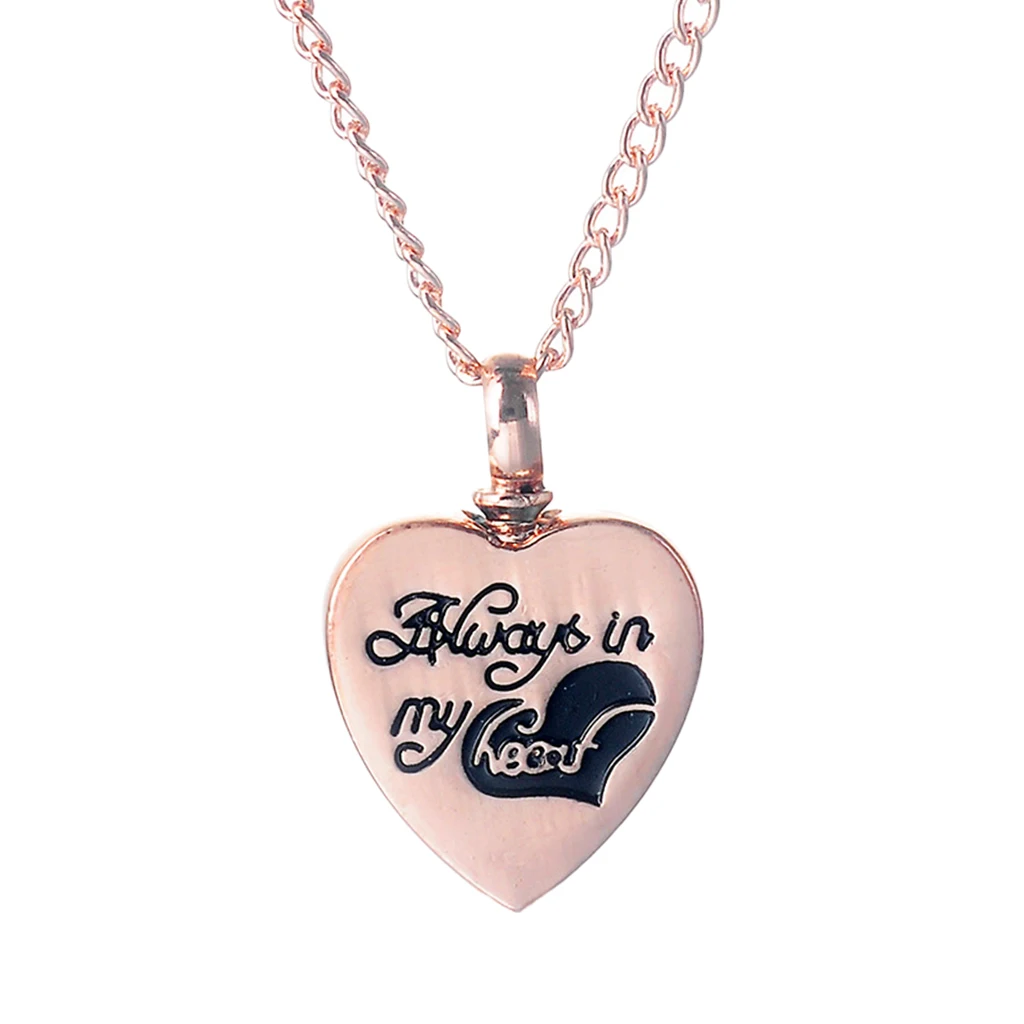 Urn Cremation Jewelry Necklace Heart Pendant Necklace Keepsake Rose Gold
